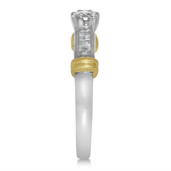 Diamond Accented Baguette Bridal Set in 14k Two Tone Gold (0.36ct)