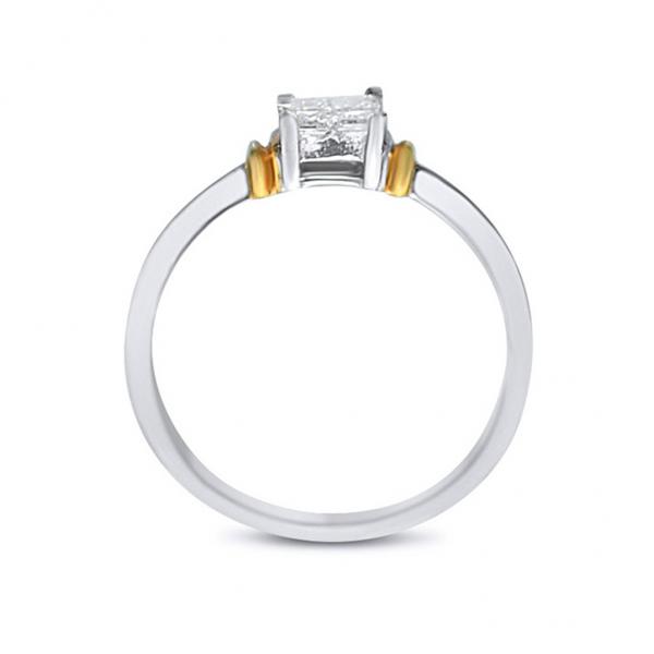 Invisible-Set Diamond Engagement Ring Two Tone 14k Gold (0.25ct)
