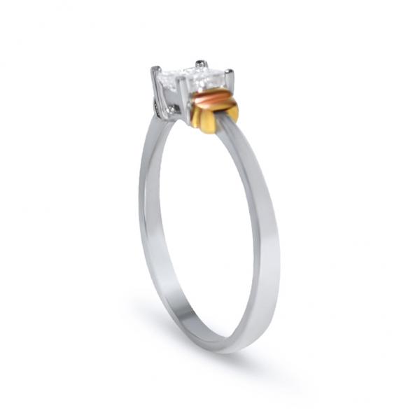 Invisible-Set Diamond Engagement Ring Two Tone 14k Gold (0.25ct)