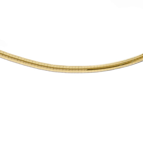 Ladies 4mm Omega Domed Bangle Bracelet 14k Yellow Gol