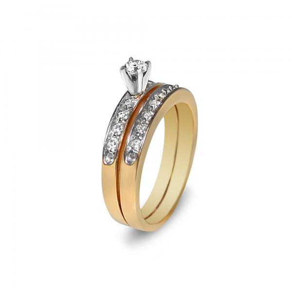 Diamond Sidestone Accented Bridal Set in 14k Yellow Gold (0.57ct)