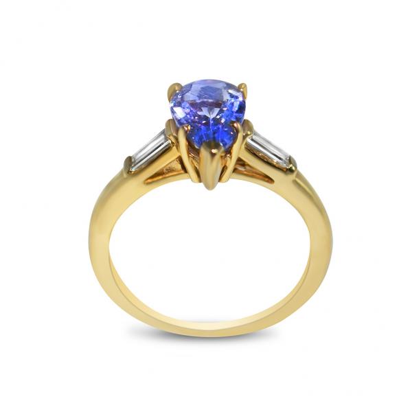 3 Stone Diamond & Tanzanite Engagement Ring 14k Yellow Gold (1.50ct)