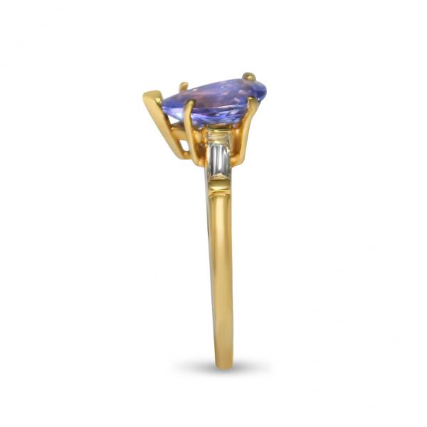 3 Stone Diamond & Tanzanite Engagement Ring 14k Yellow Gold (1.50ct)