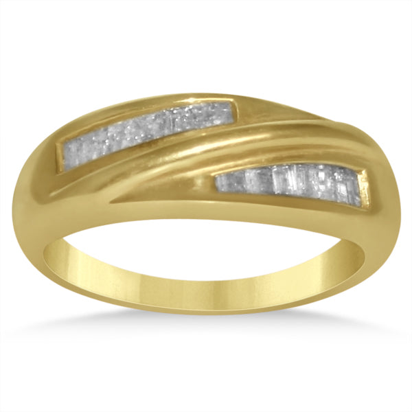 Diamond Accented Baguette Wedding Band in 14k Yellow Gold (0.40ct)