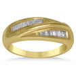 Diamond Accented Baguette Wedding Band in 14k Yellow Gold (0.40ct)