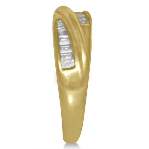 Diamond Accented Baguette Wedding Band in 14k Yellow Gold (0.40ct)