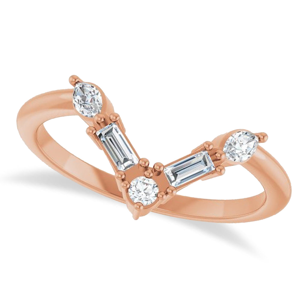 Lab-Grown Diamond V Bar Multi-Stone Ring 14K Rose Gold (0.25ct)