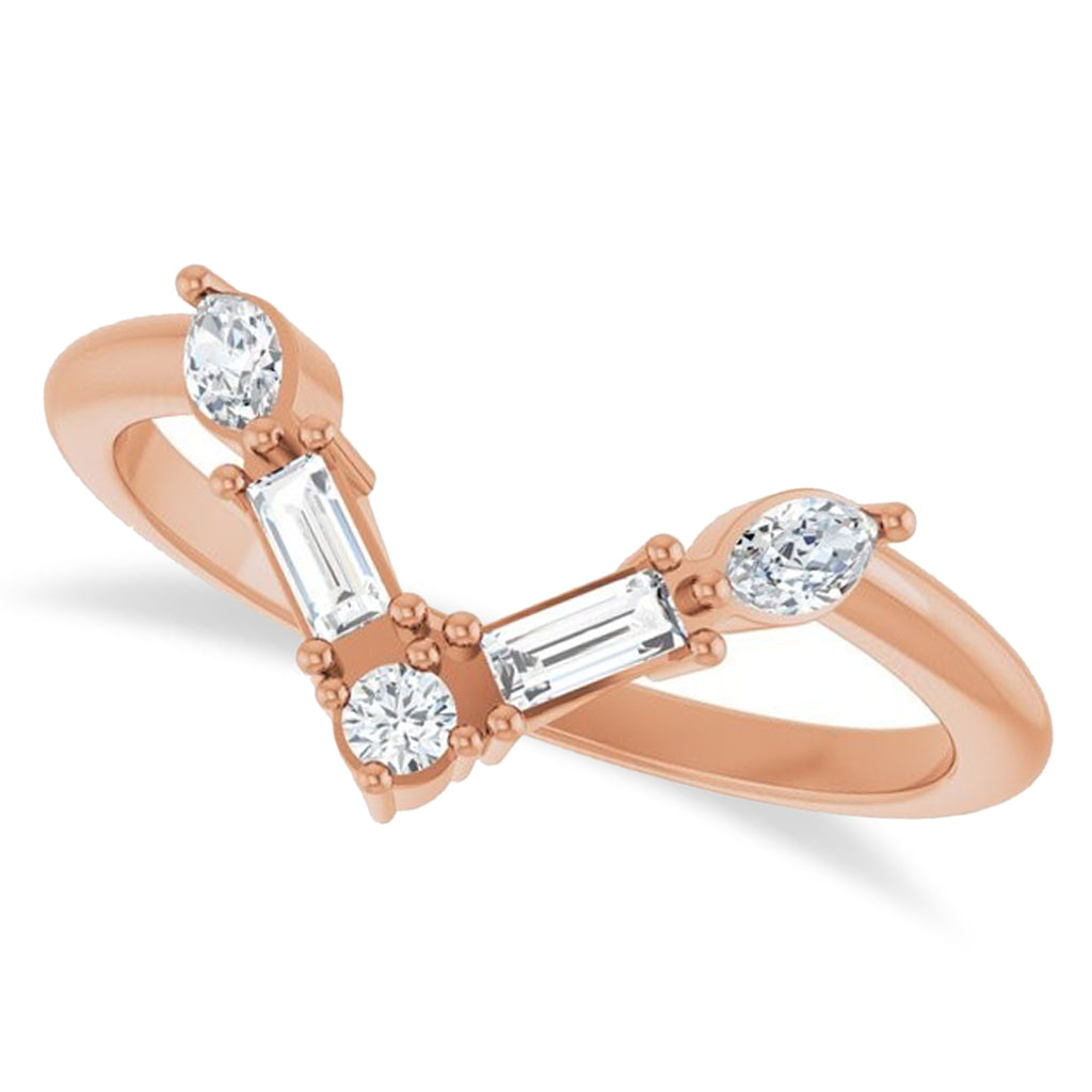 Lab-Grown Diamond V Bar Multi-Stone Ring 14K Rose Gold (0.25ct)
