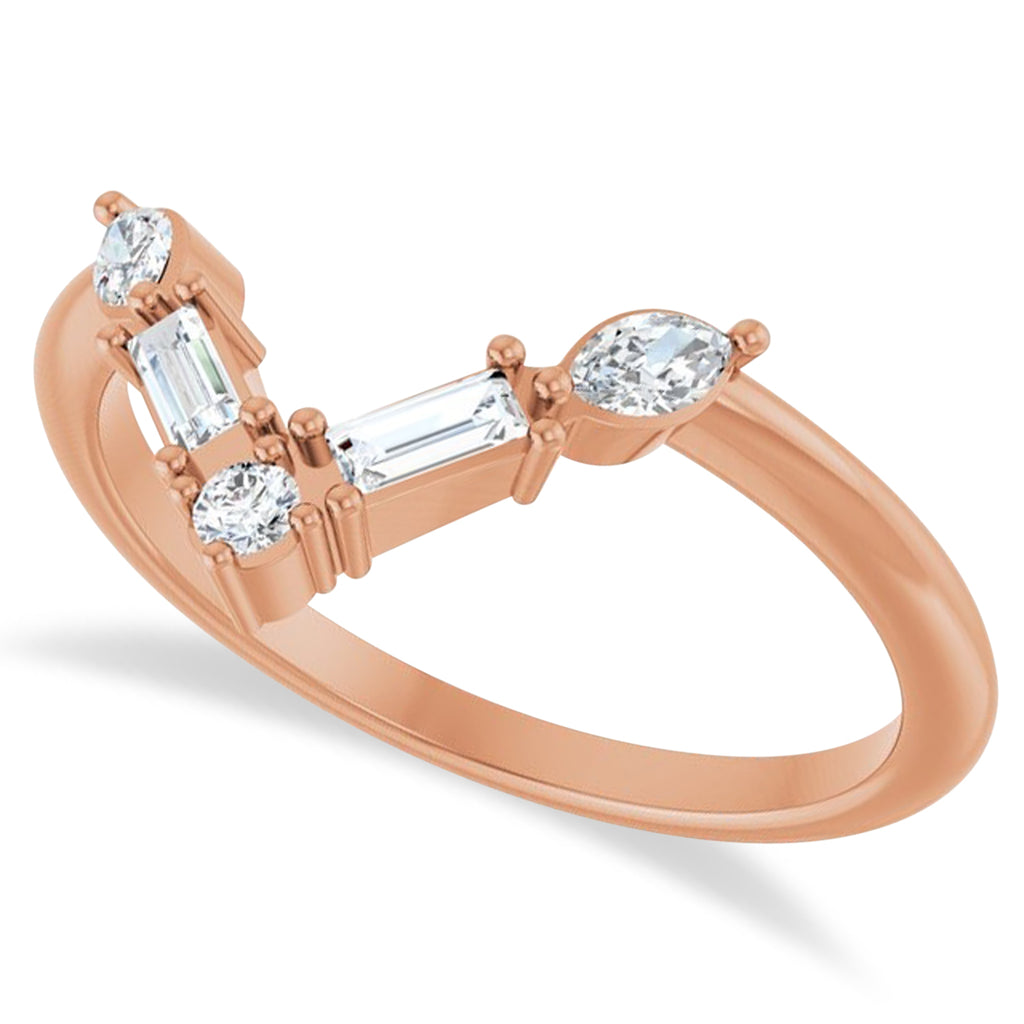 Natural Diamond V Bar Multi-Stone Ring 14K Rose Gold (0.25ct)