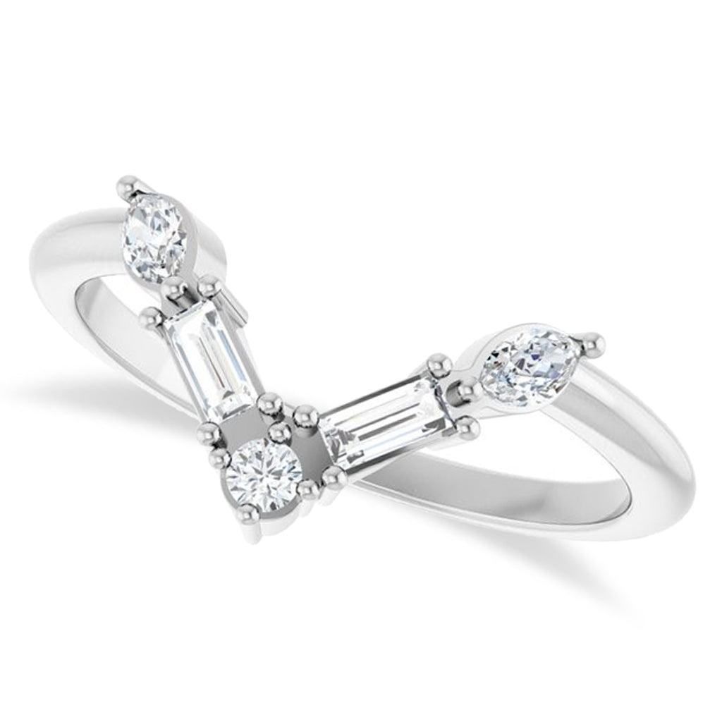 Lab-Grown Diamond V Bar Multi-Stone Ring 14K White Gold (0.25ct)