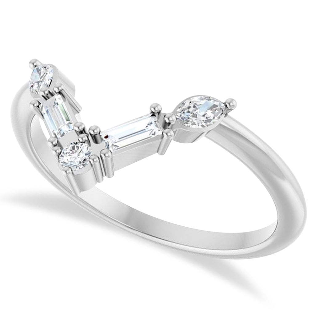 Natural Diamond V Bar Multi-Stone Ring 14K White Gold (0.25ct)