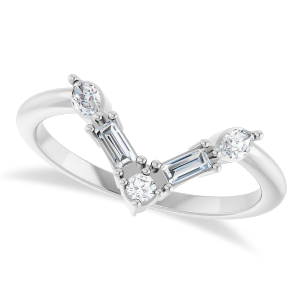Natural Diamond V Bar Multi-Stone Ring 14K White Gold (0.25ct)