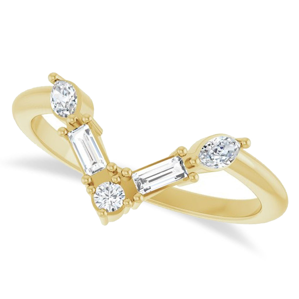 Lab Diamond V Bar Multi-Stone Ring 14K Yellow Gold (0.25ct)
