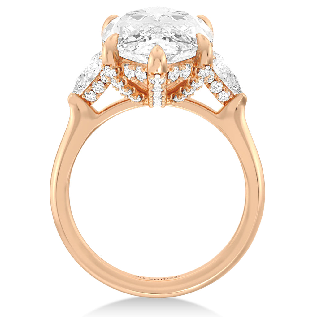 Marquise Lab Diamond Engagement Ring 14K Rose Gold (7.00ct)