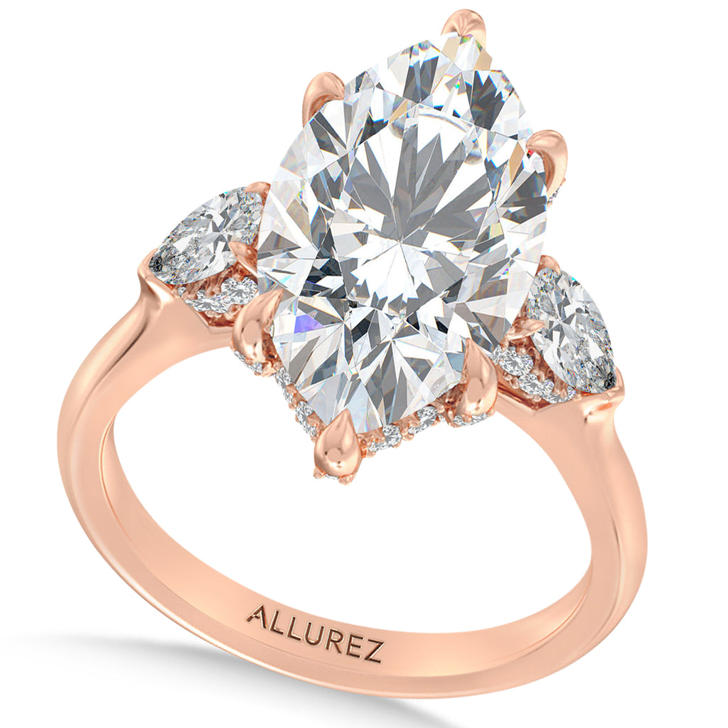 Marquise Lab Diamond Engagement Ring 14K Rose Gold (8.00ct)