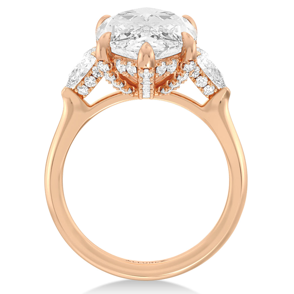 Marquise Lab Diamond Engagement Ring 14K Rose Gold (8.00ct)