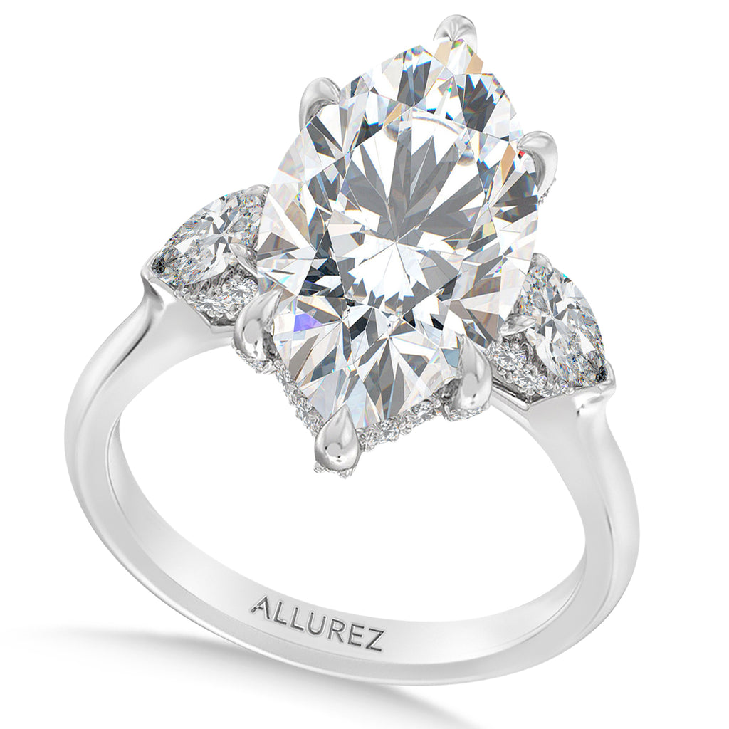 Marquise Lab Diamond Engagement Ring 14K White Gold (7.00ct)