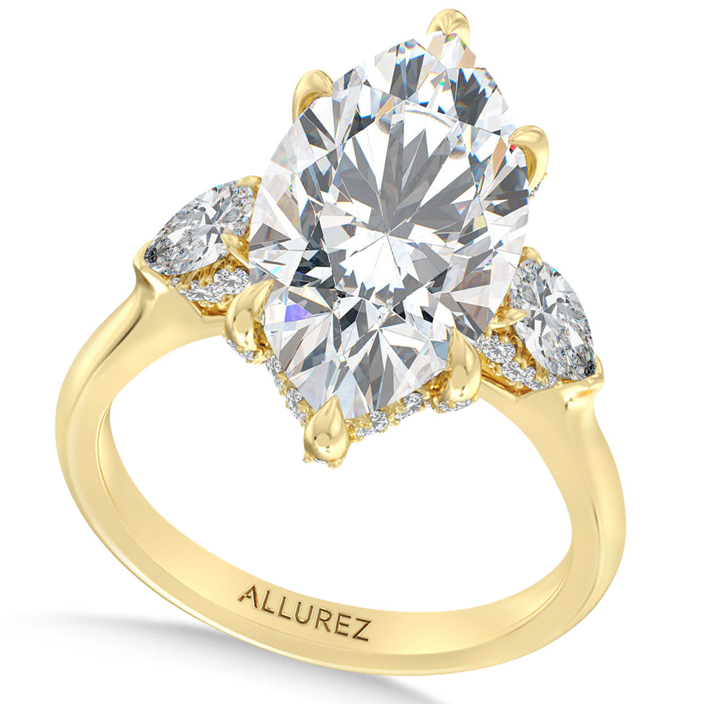 Marquise Lab Diamond Engagement Ring 14K Yellow Gold (8.00ct)