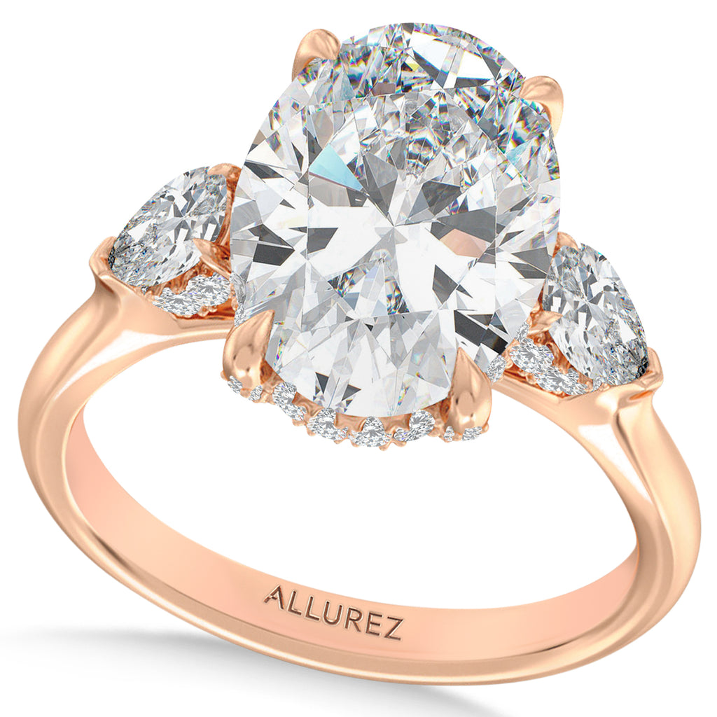 Oval Lab Diamond Engagement Ring 14K Rose Gold (8.00ct)