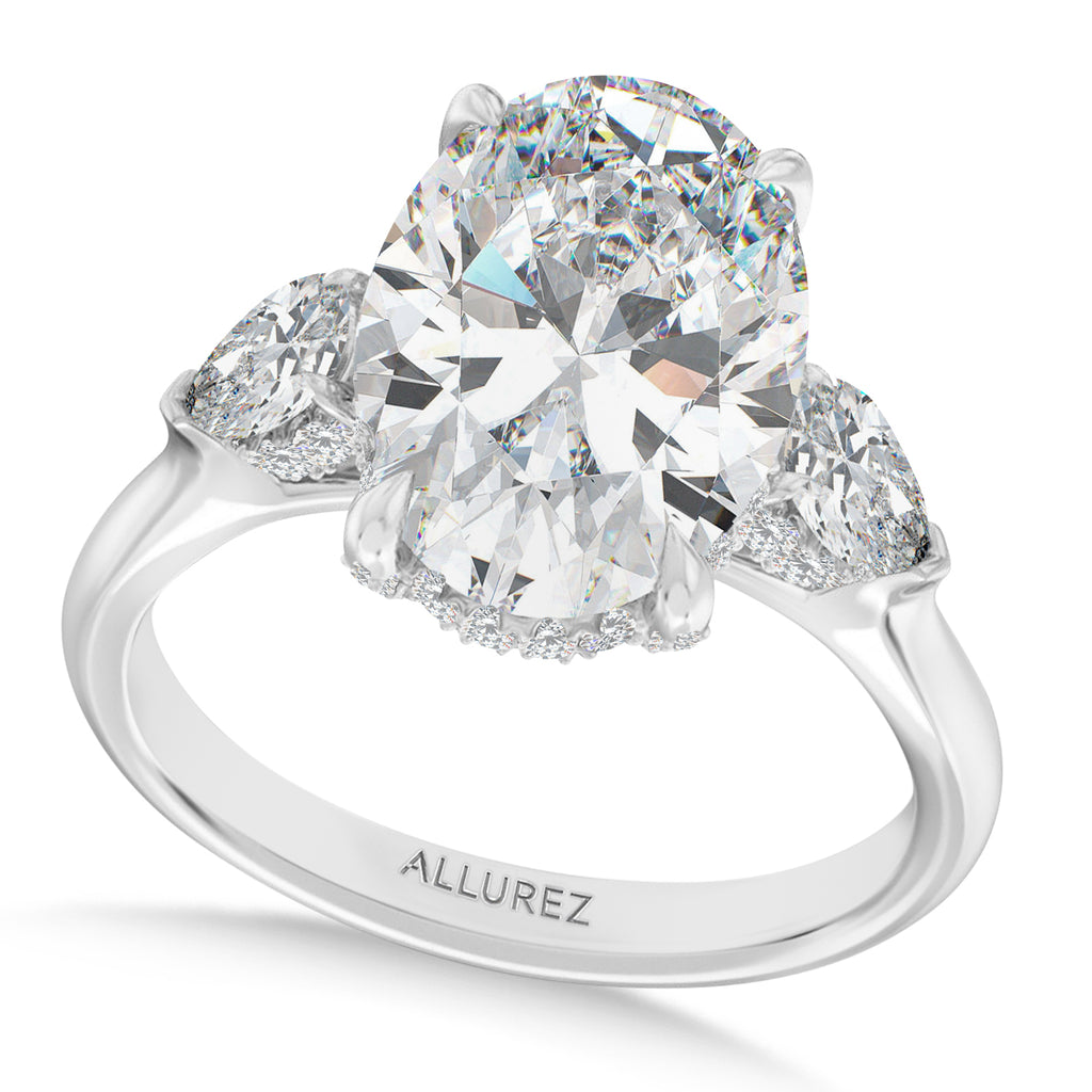 Oval Lab Diamond Engagement Ring 14K White Gold (5.00ct)