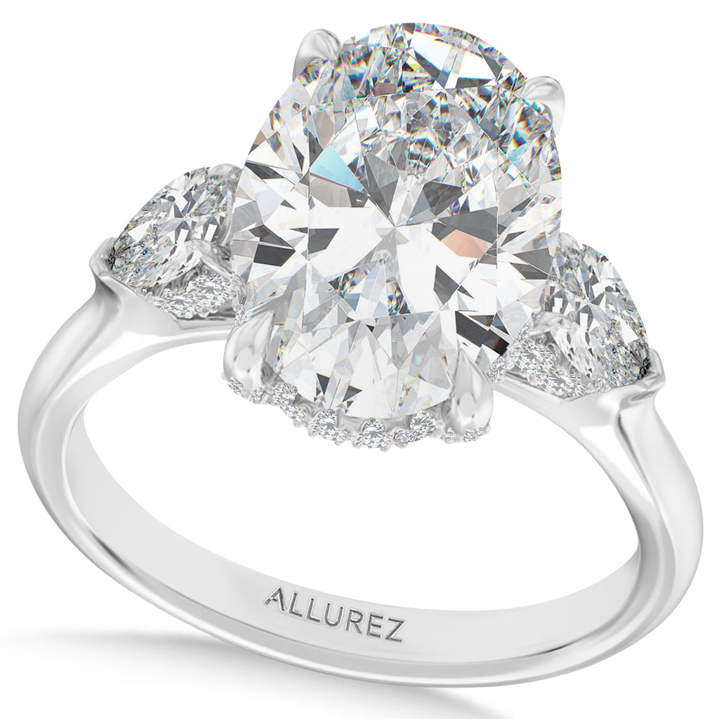 Oval Lab Diamond Engagement Ring 14K White Gold (8.00ct)