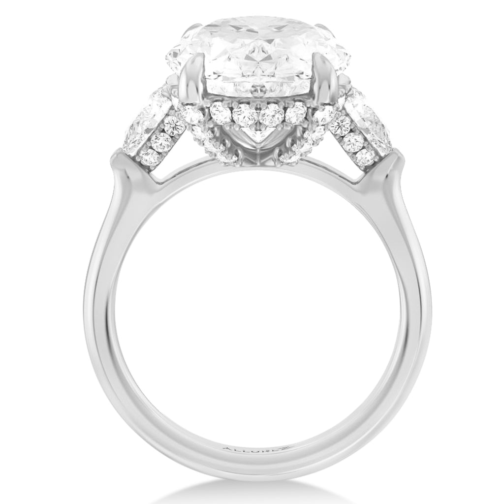 Oval Lab Diamond Engagement Ring 14K White Gold (8.00ct)