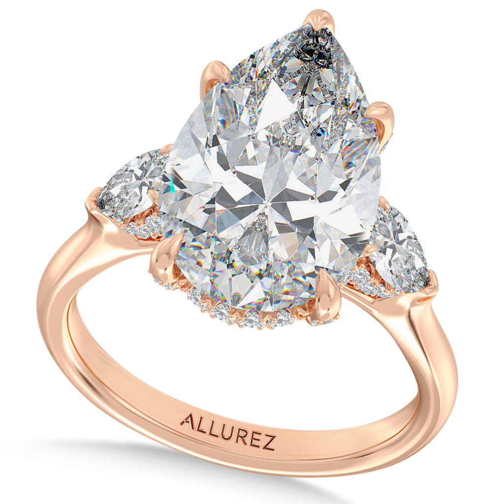 Pear Lab Diamond Engagement Ring 14K Rose Gold (6.00ct)
