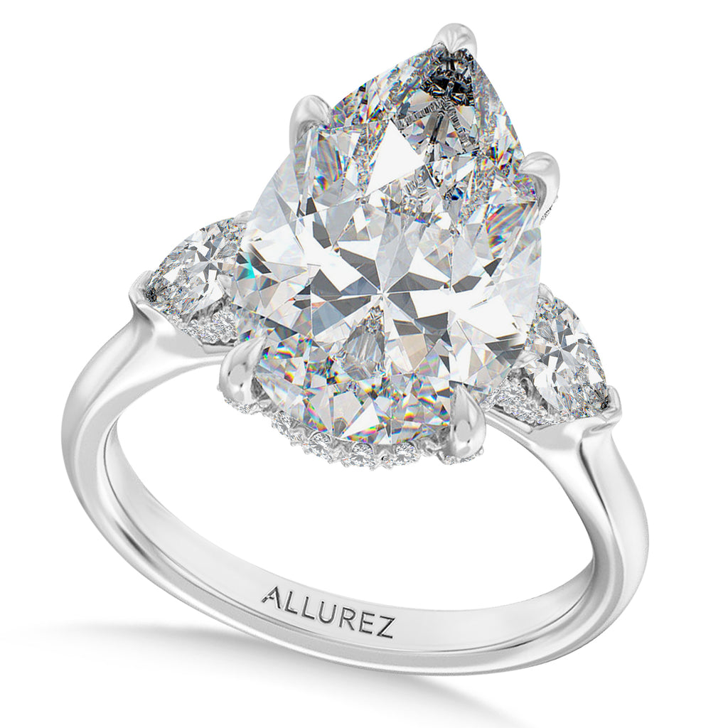 Pear Lab Diamond Engagement Ring 14K White Gold (5.00ct)