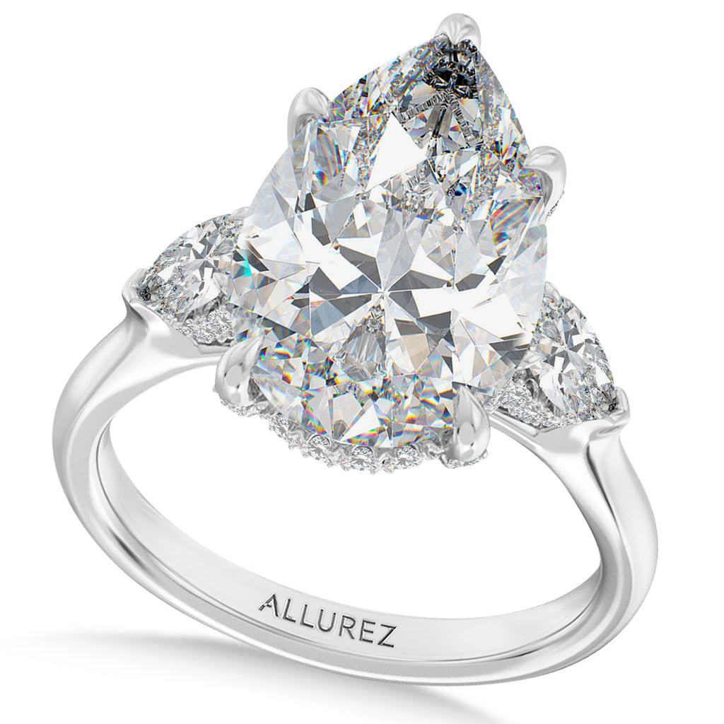 Pear Lab Diamond Engagement Ring 14K White Gold (6.00ct)