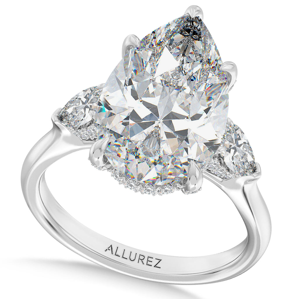 Pear Lab Diamond Engagement Ring 14K White Gold (8.00ct)