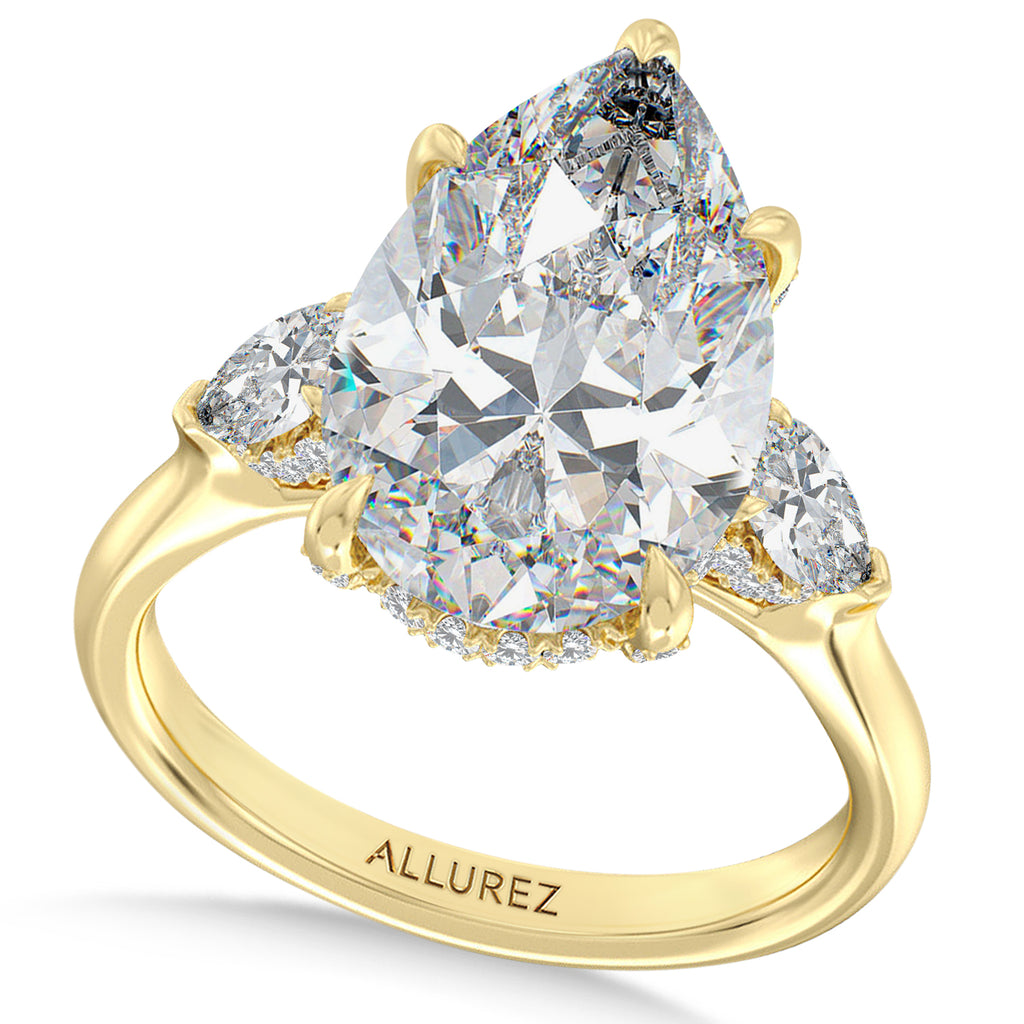 Pear Lab Diamond Engagement Ring 14K Yellow Gold (6.00ct)