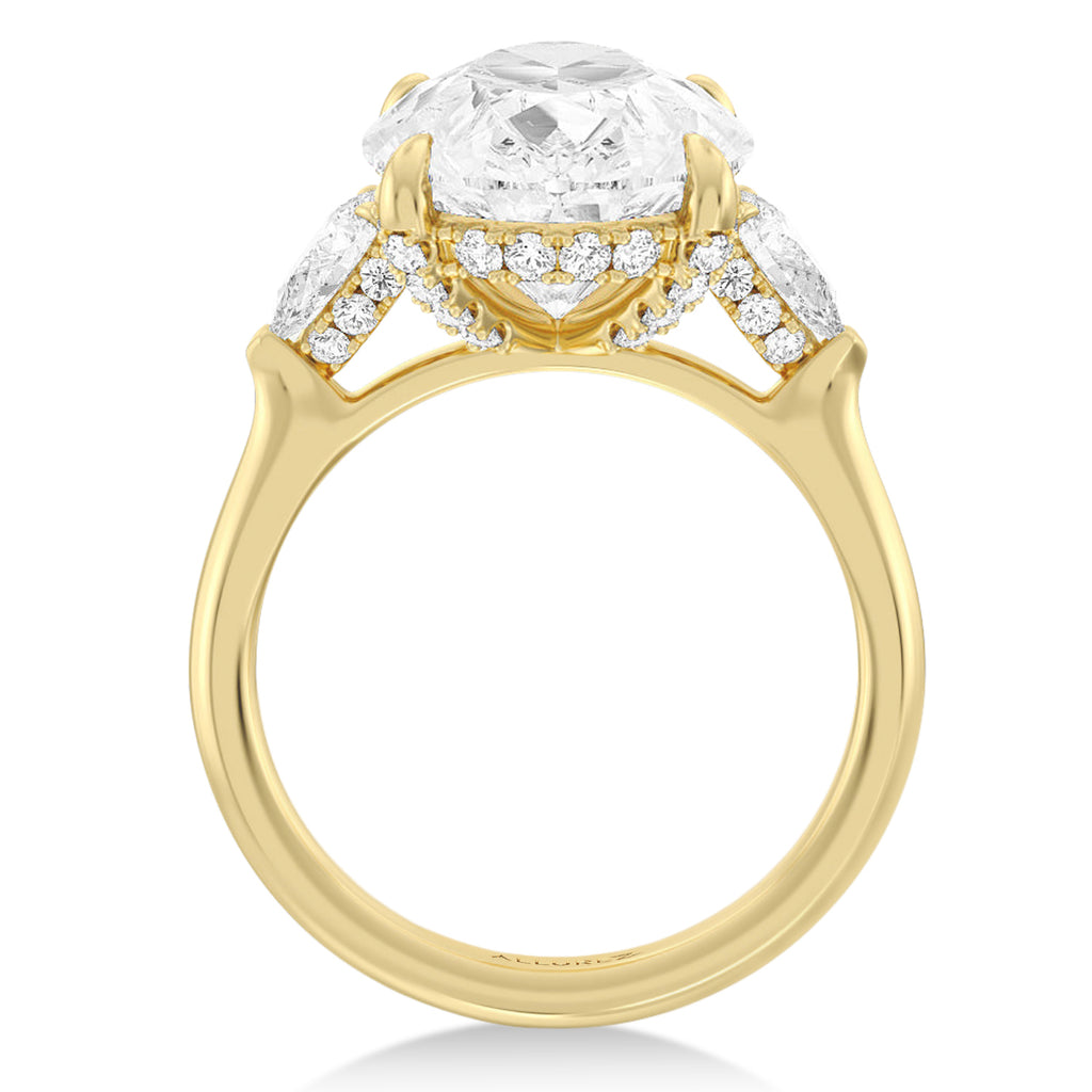 Pear Lab Diamond Engagement Ring 14K Yellow Gold (6.00ct)