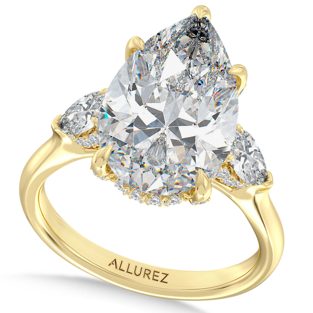 Pear Lab Diamond Engagement Ring 14K Yellow Gold (7.00ct)