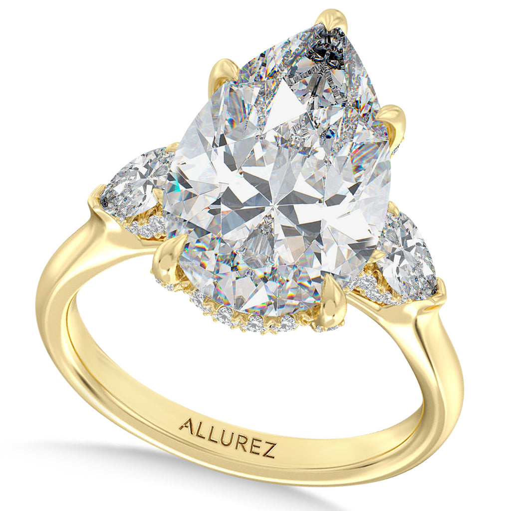 Pear Lab Diamond Engagement Ring 14K Yellow Gold (8.00ct)
