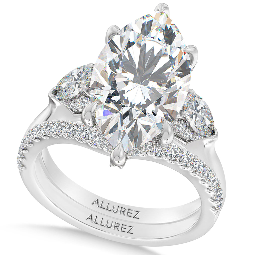 Marquise Lab Diamond Bridal Set 14K White Gold (8.33ct)