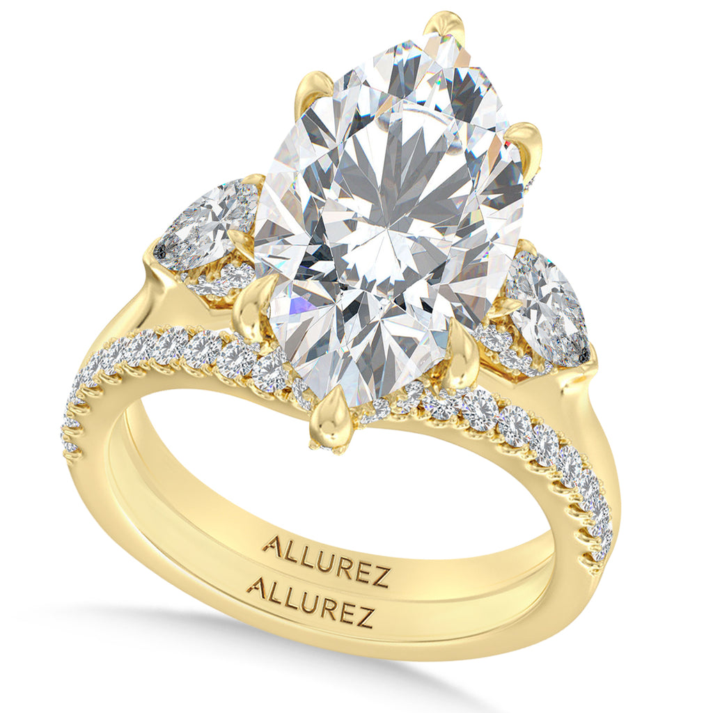 Marquise Lab Diamond Bridal Set 14K Yellow Gold (6.33ct)
