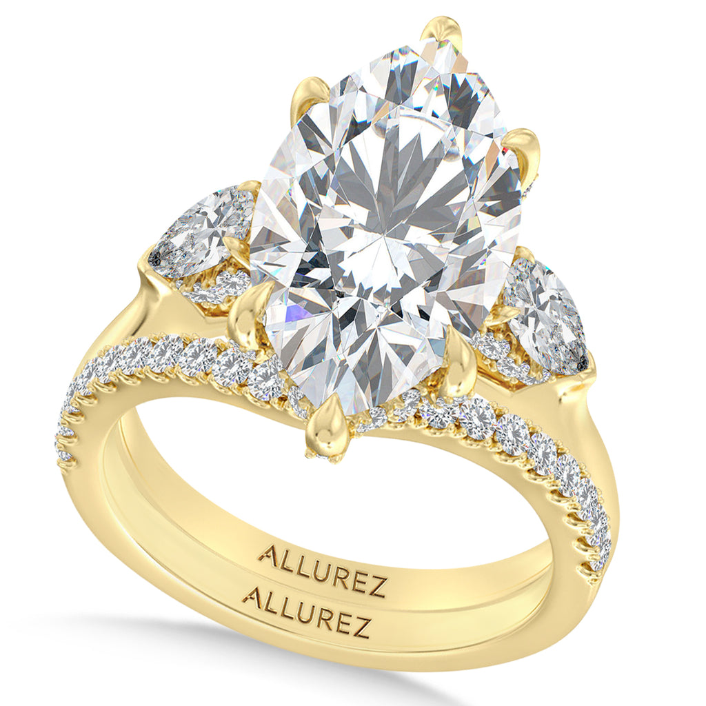 Marquise Lab Diamond Bridal Set 14K Yellow Gold (7.33ct)