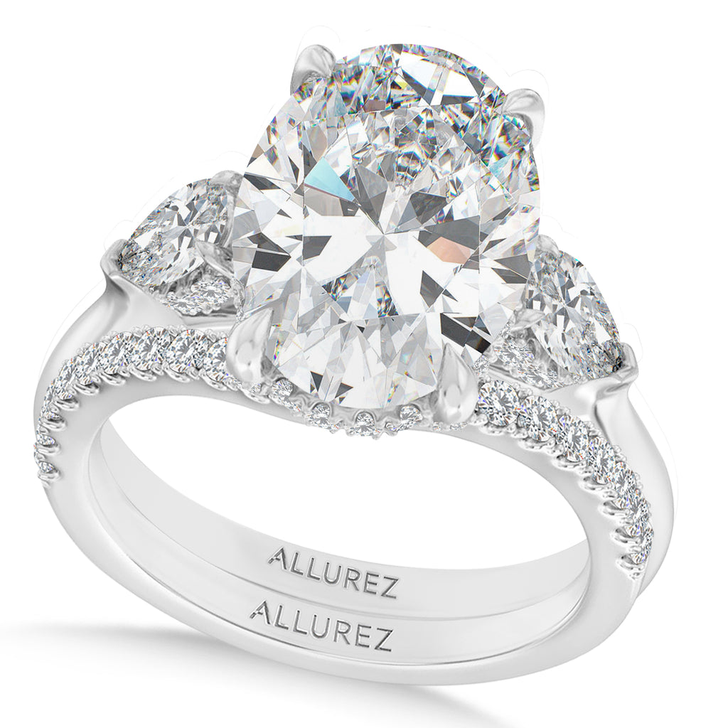 Oval Lab Diamond Bridal Set 14K White Gold (6.33ct)