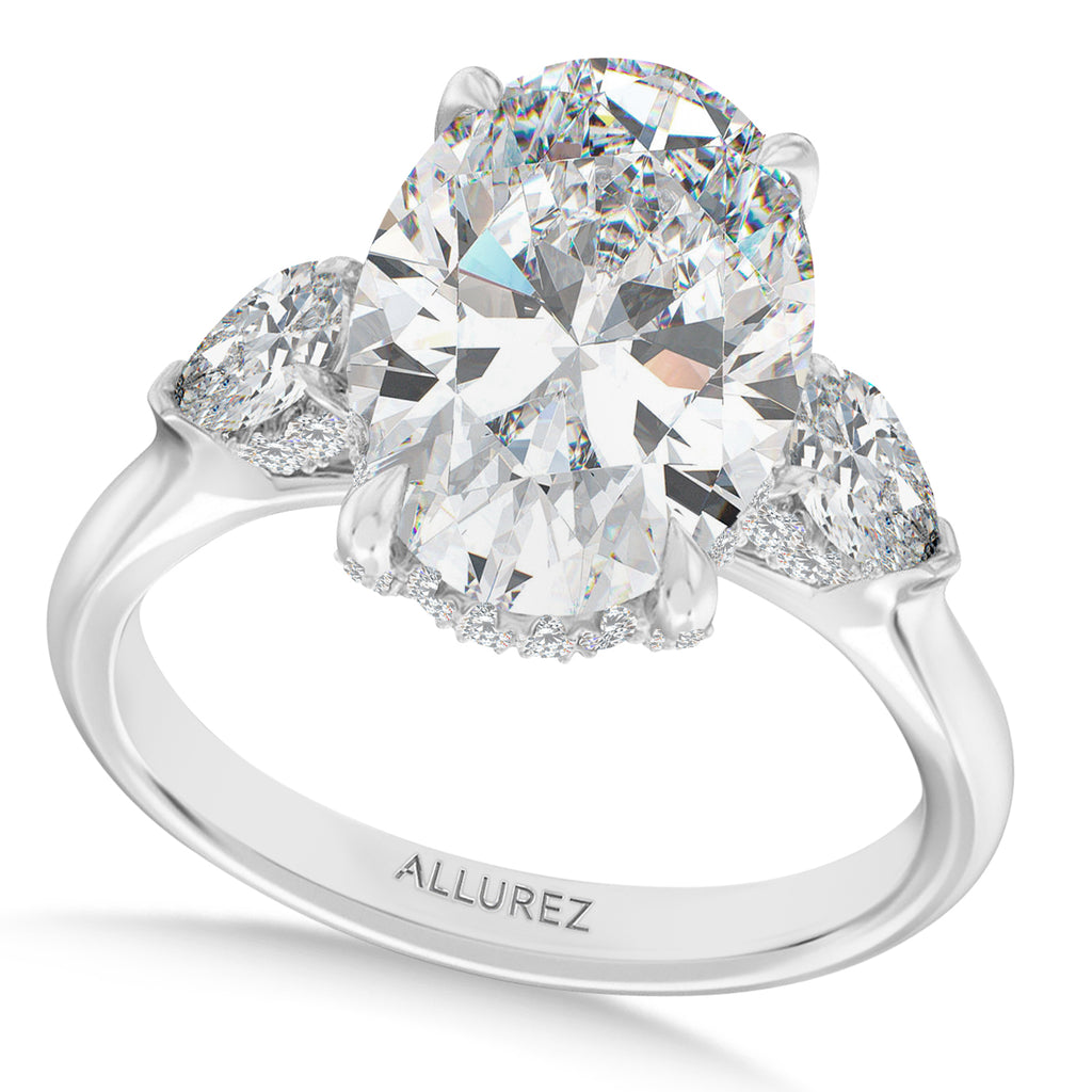Oval Lab Diamond Bridal Set 14K White Gold (6.33ct)