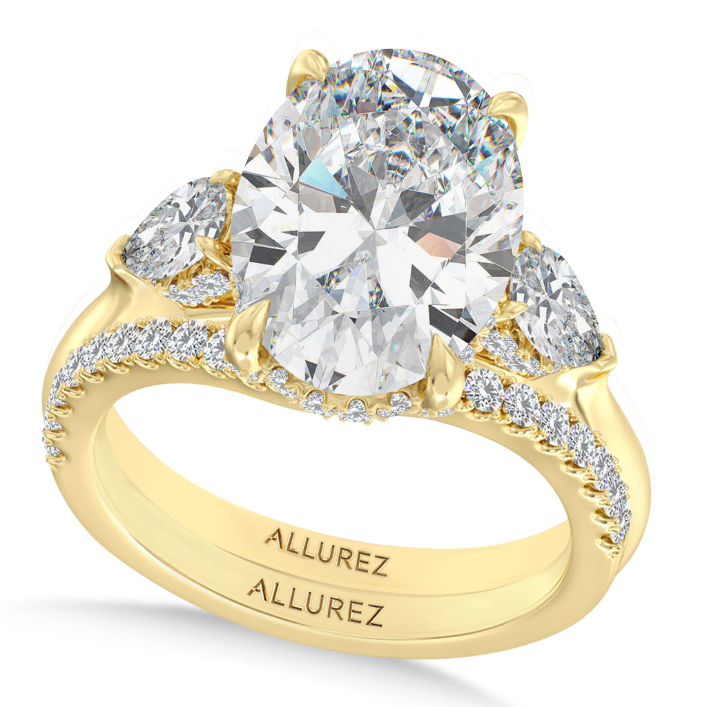 Oval Lab Diamond Bridal Set 14K Yellow Gold (5.33ct)
