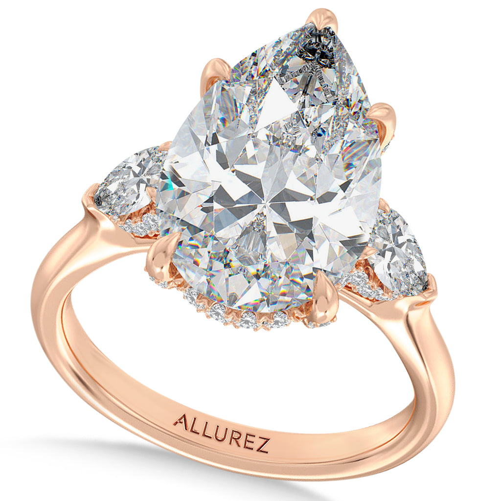 Pear Lab Diamond Bridal Set 14K Rose Gold (7.33ct)