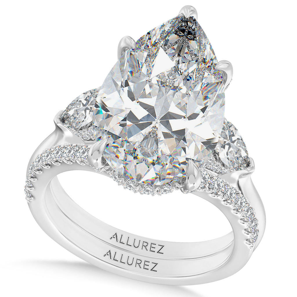 Pear Lab Diamond Bridal Set 14K White Gold (6.33ct)
