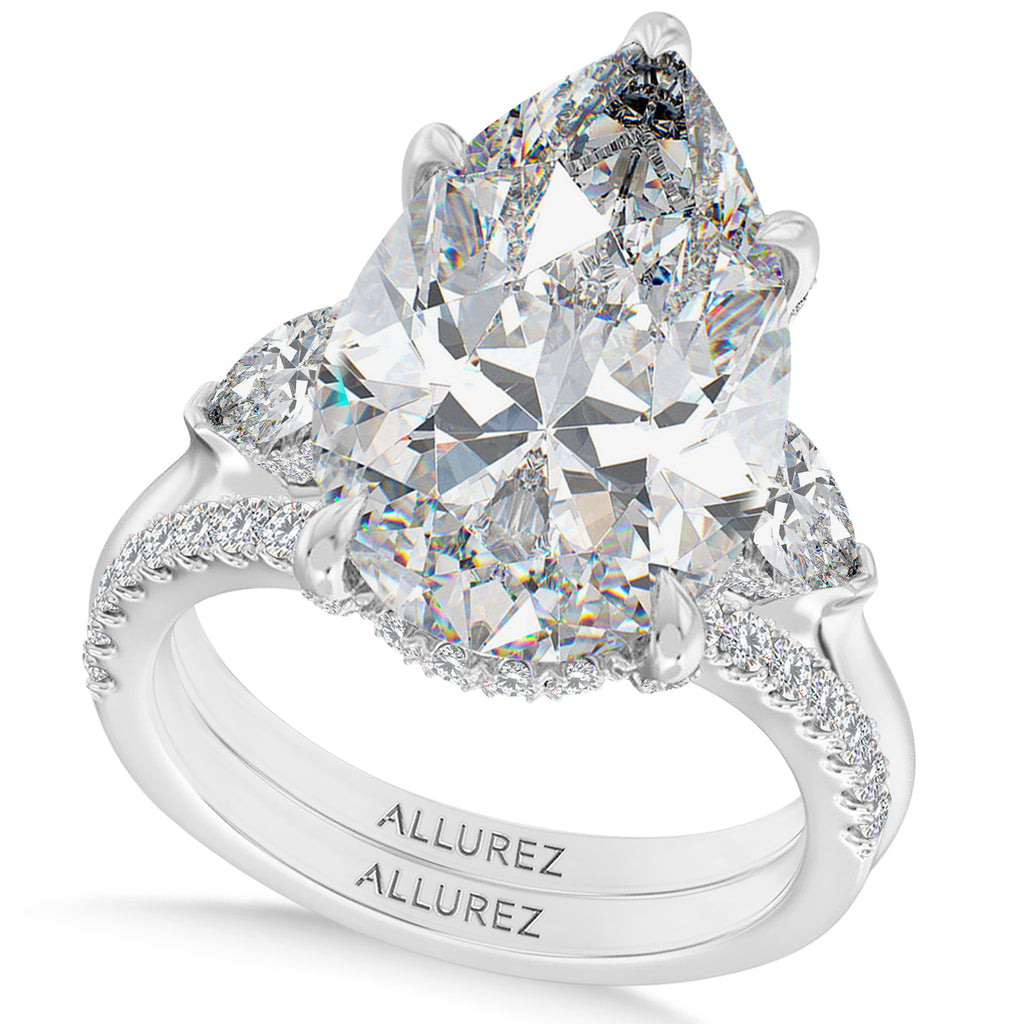 Pear Lab Diamond Bridal Set 14K White Gold (7.33ct)