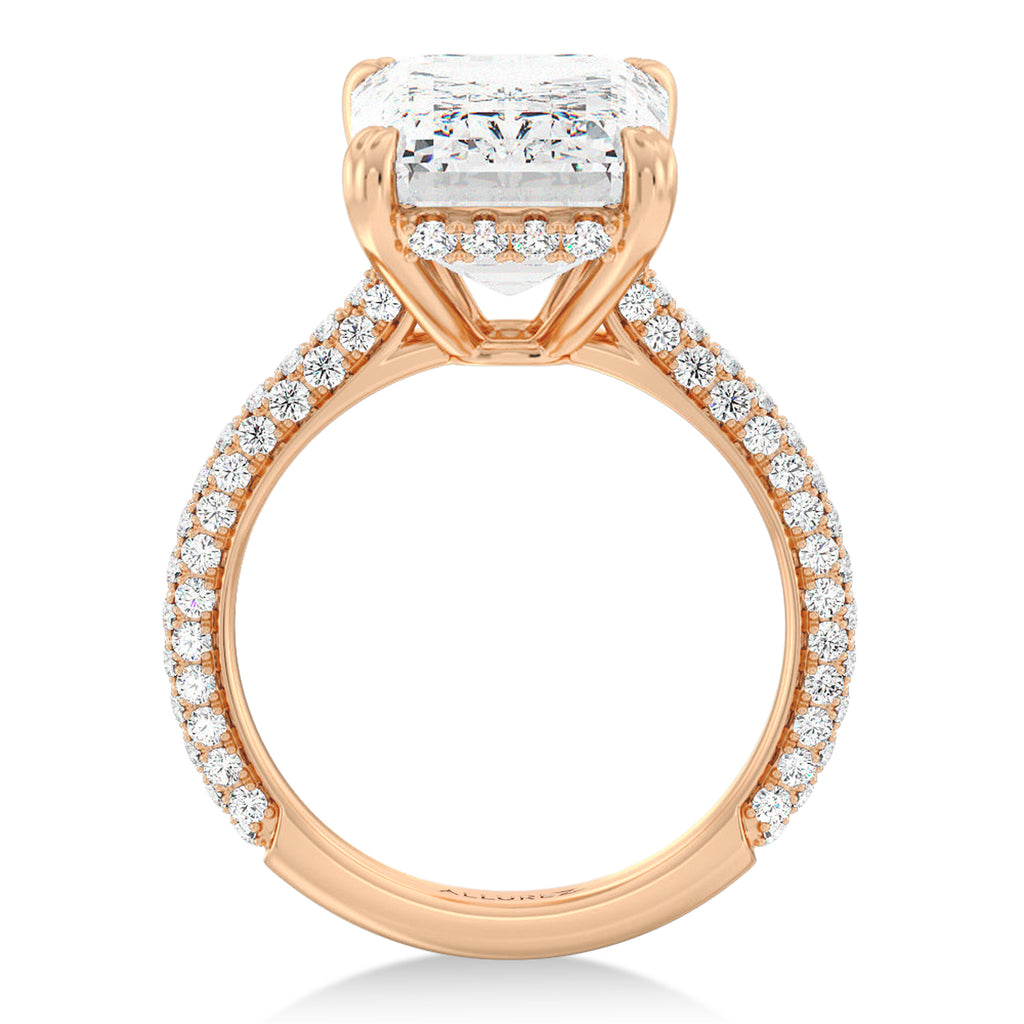 Emerald Lab Diamond Engagement Ring 14K Rose Gold (2.90ct)