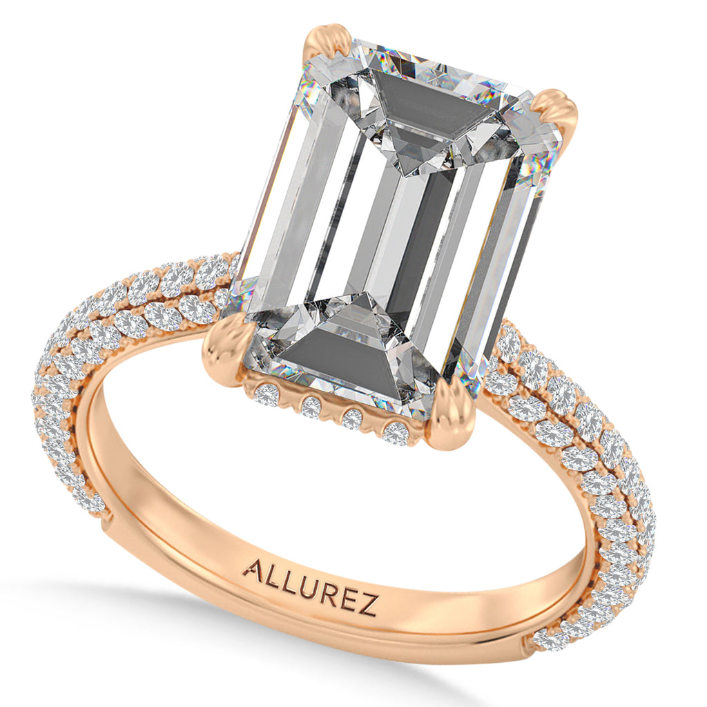 Emerald Lab Diamond Engagement Ring 14K Rose Gold (3.90ct)