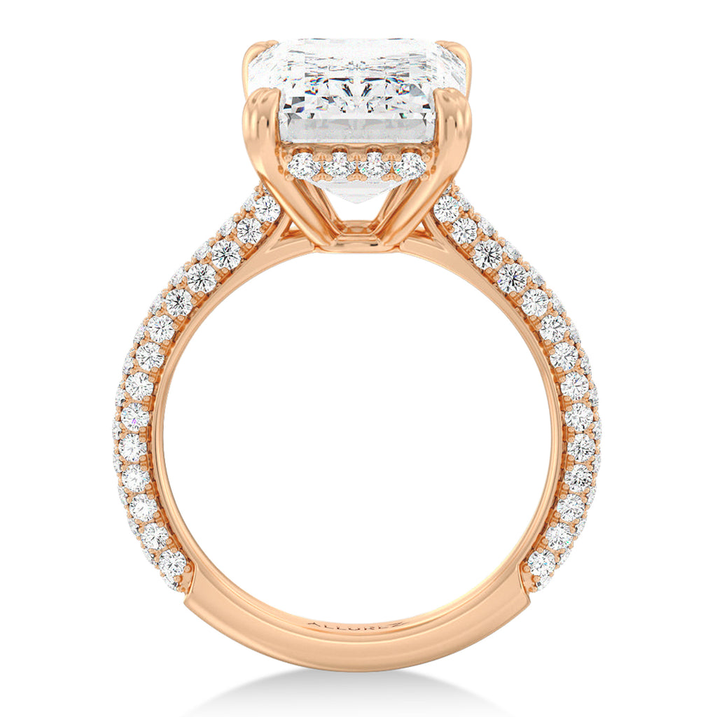 Emerald Lab Diamond Engagement Ring 14K Rose Gold (3.90ct)