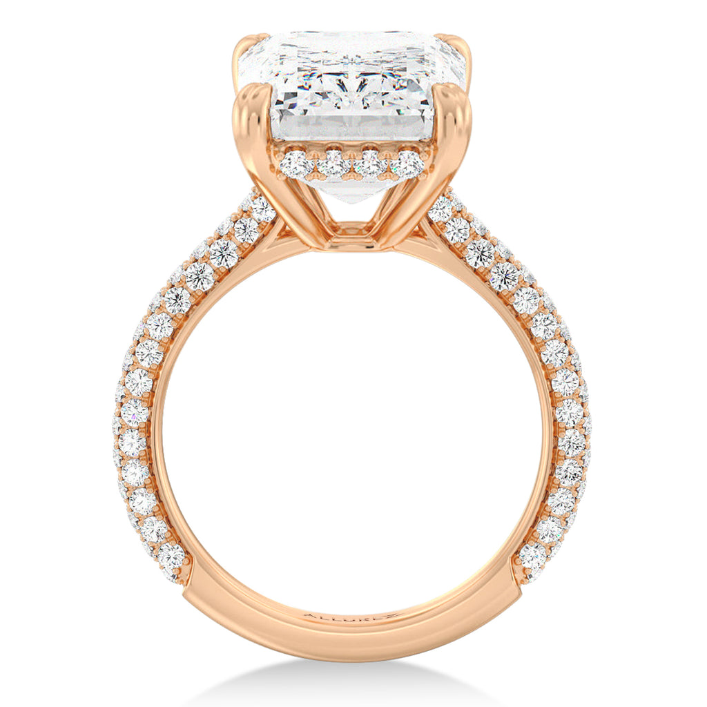 Emerald Lab Diamond Engagement Ring 14K Rose Gold (4.90ct)