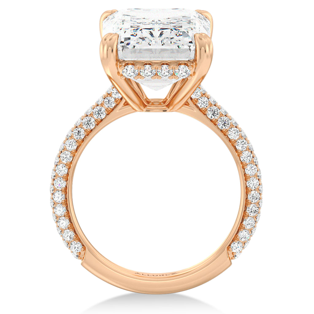 Emerald Lab Diamond Engagement Ring 14K Rose Gold (6.90ct)