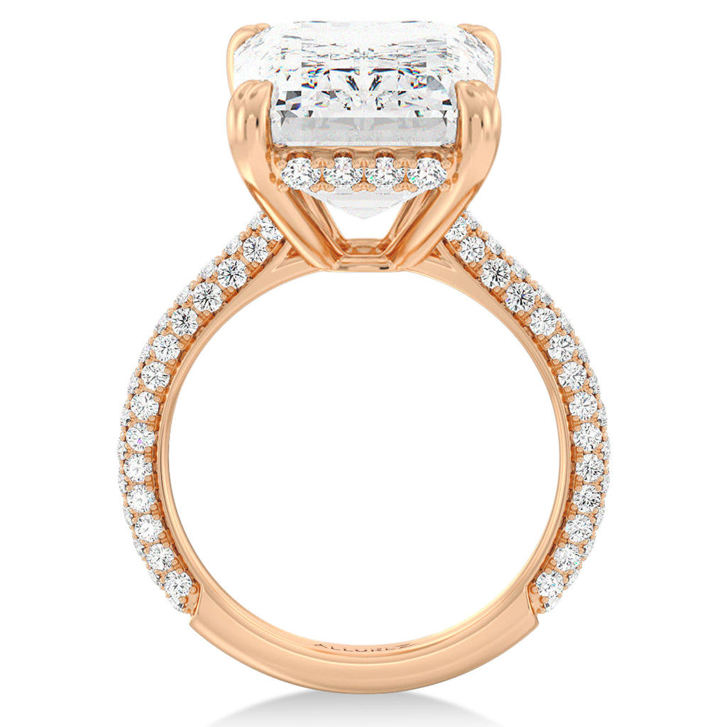 Emerald Lab Diamond Engagement Ring 14K Rose Gold (8.90ct)