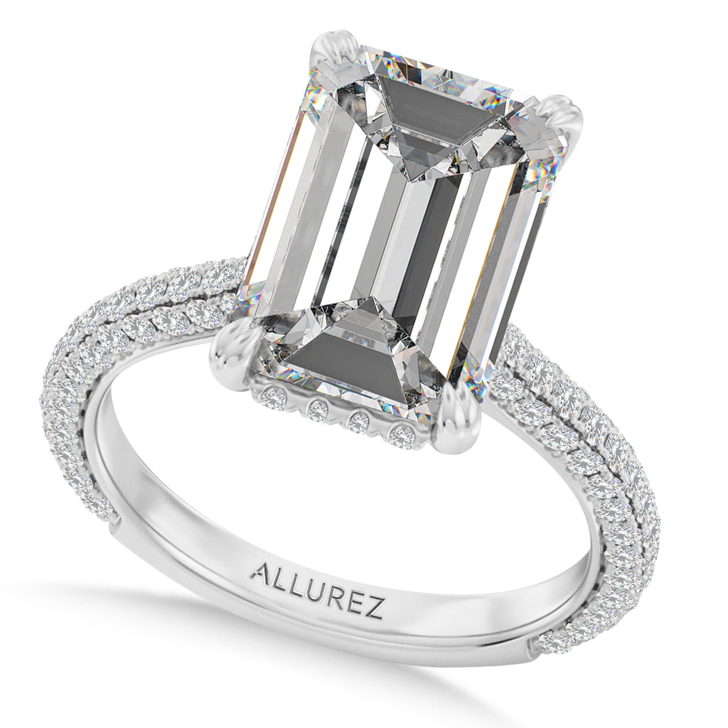 Emerald Lab Diamond Engagement Ring 14K White Gold (2.90ct)